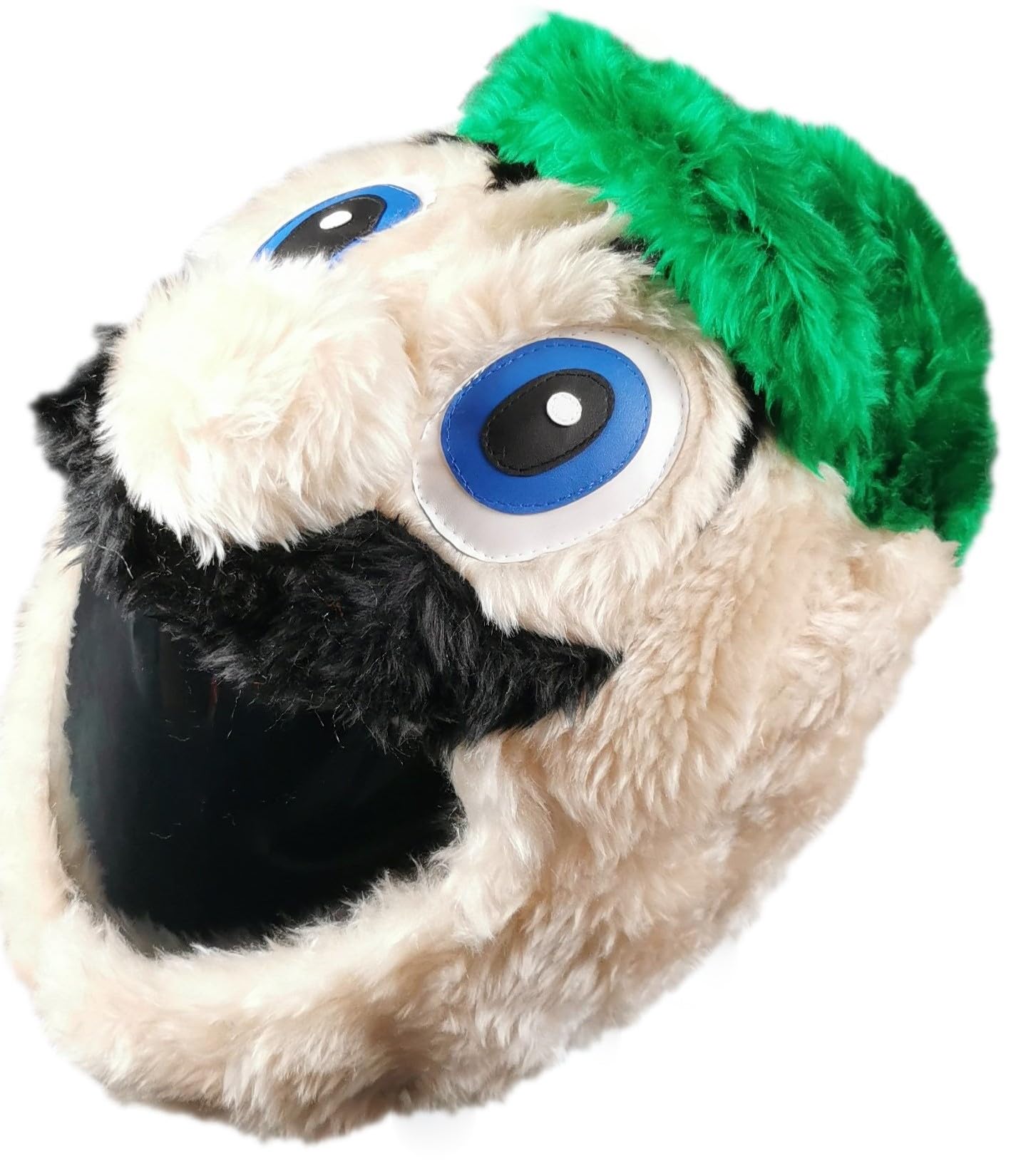 FunnyRiders Motorcycle Helmet Cover - Motorbike Helmet Cover - Funny Heeds Cover - Universal Size - Full Face Cover - Furry Beige Cover - Funny Helmet Cover (Green)