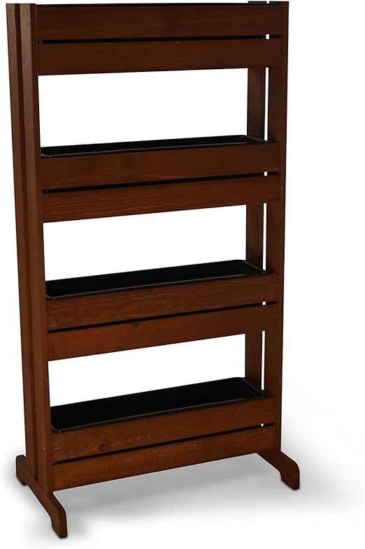 Soporte vertical de madera para plantas con 4 maceteros de ...