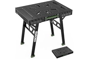 ONCUPID Express Folding Work Table, Easy Setup Portable Folding Work Table & Portable Folding Workbench, 34" W x 25" D x 31" H Lightweight Versatile Clamping Worktable for Garage/Wood Shop (Green)