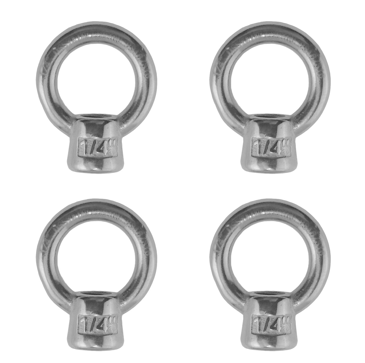 4 Pieces Stainless Steel 316 Lifting Eye Nut 1/4" UNC Marine Grade