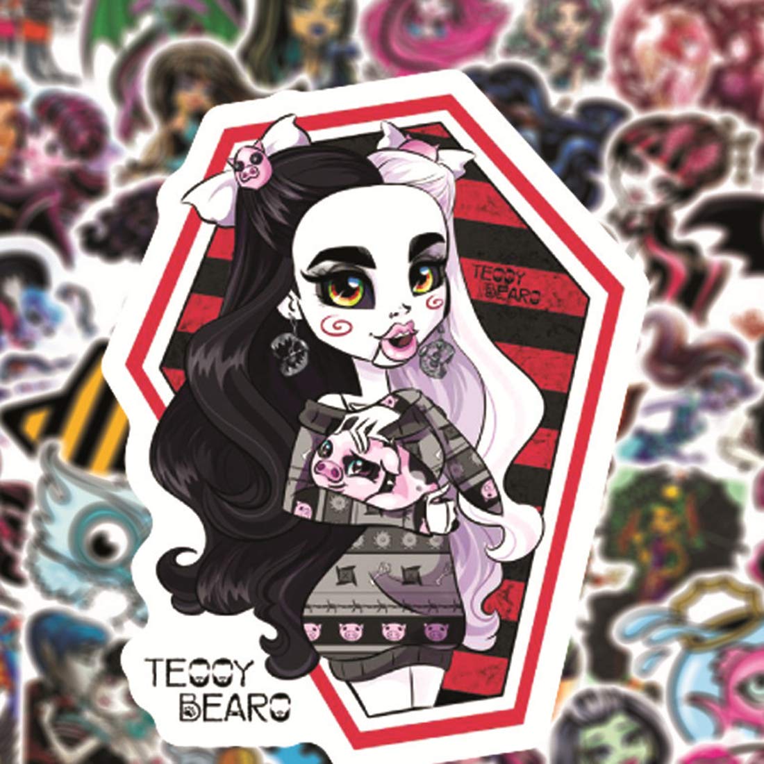 50Pcs Monster High Merch Stickers Pack for Water Bottle Cup Laptop Guitar Car Motorcycle Bike Skateboard Luggage Box Vinyl Waterproof Graffiti Patches LQ