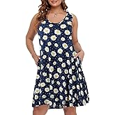 BELAROI Women Plus Size Sundress Summer Casual Sleeveless Tshirt Dress Tie Dye Swing Tank Dresses with Pockets Beach Cover up