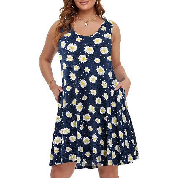 Elescat Plus Size Dress Per Le Donne Estate Swing Allentato Casual