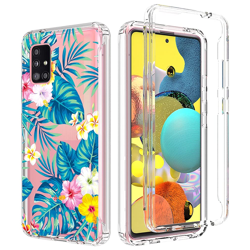 Photo 1 of Zoeirc Case for Galaxy A51 5G, for Samsung A51 5G Clear Case for Girls, Soft TPU 360 Full Body Shockproof Hybrid Bumper Crystal Clear Phone Case Cover for Samsung Galaxy A51 5G (Flowers & Leaves)