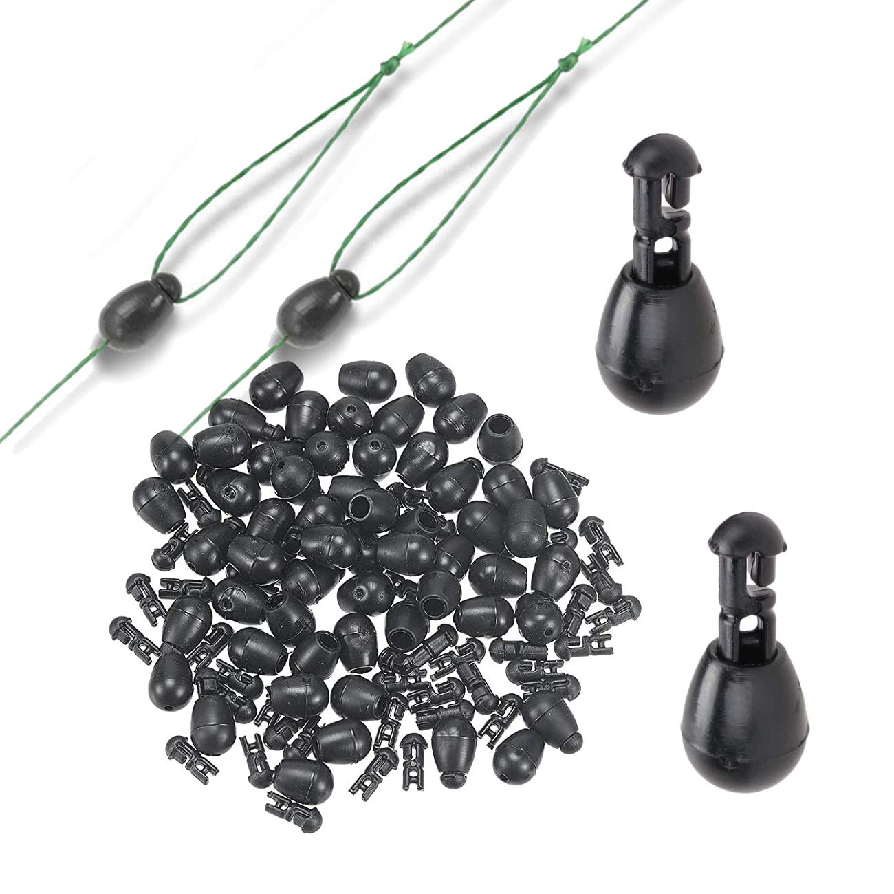 Quick Change Beads, 30 Pcs Connector Snap Accessories for Hook Links Method Feeders, Hooklength Instantly Shock Bead for Carp Fishing Feeder Small Line Stoppers, 5 * 9mm