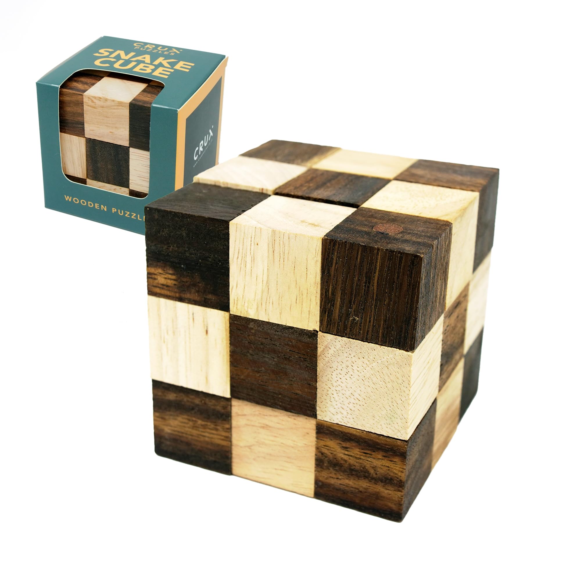 Snake Cube Puzzle - Fun, Premium Wooden Brainteaser Puzzle - STEM Desk Toy