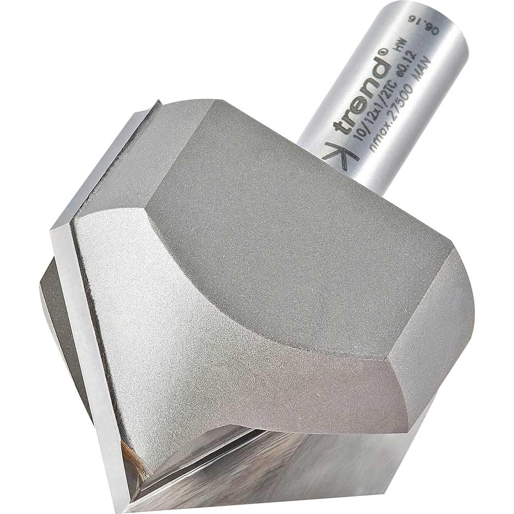 Trend Professional Chamfer V Groove Cutter, 45-Degree, 1/2 Inch Shank, 51mm Cut Diameter & 25mm Cut Length, Tungsten Carbide Tipped, 10/12X1/2TC