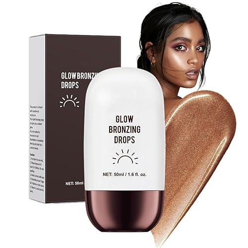 Glowing Liquid Bronzer - Bronzing Drops - Tan Face Drops -Liquid Bronzing Drop for Body - Tan Luxe Face Tanning Drop for Contour Makeup & Natural Glow - Luxe Champagne Shimmer 03