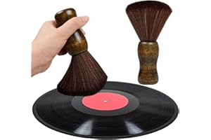 NOKIILS Vinyl Record Cleaner Brush, Anti Static Dust Remover with Fine Fiber Bristles, Wood Record Brush Accessories for Vinyl Albums LP CD Cartridge (Brownish Green)