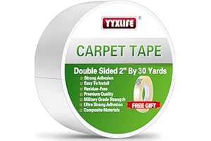 YYXLIFE Rug Tape Double Sided Carpet Tape Heavy Duty, 2 Inch x 30 Yards, Carpet Adhesive Removable Multi-Purpose Tape Cloth f
