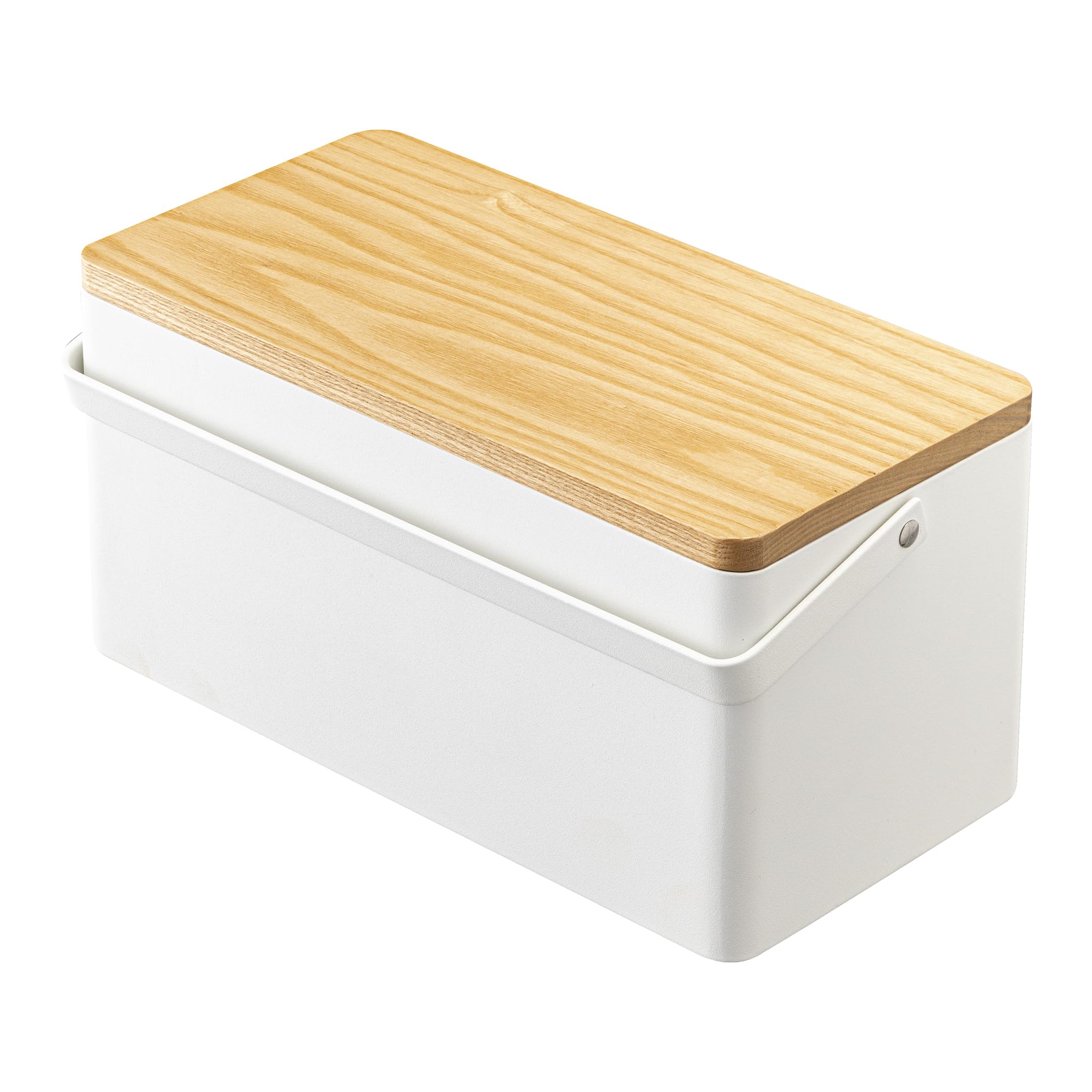 YAMAZAKI 5060 TOWER Sewing Box, White, Steel/Wood/ABS Resin/Cotton/Polyester, Minimalist Design, 27 x 14 x 13.5 cm (LxWxH)