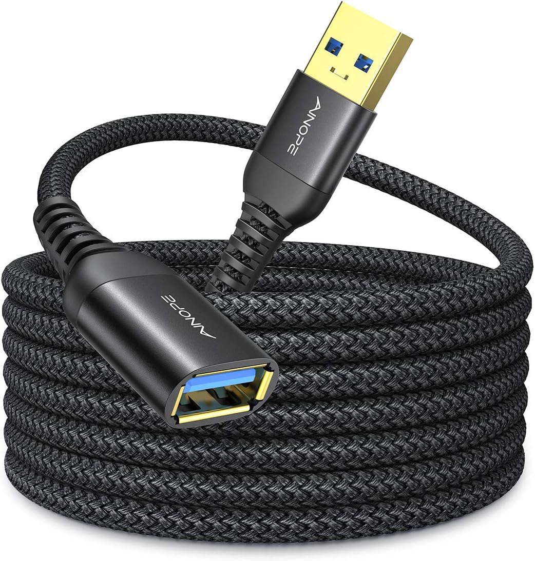 10FT USB 3.0 Extension Cable Type A Male to Female Extension Cord AINOPE Durable Braided Material High Data Transfer Compatible with USB Keyboard,Mouse,Flash Drive, Hard Drive,Printer-Black: Industrial & Scientific