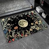 ZHUZHISHAN Bath Mat-Bathroom Rug，Moon Surrounded by Wildflowers-Absorbent Non Slip Quick Dry Stain Resistant Easy to Clean Care Shower Rug for Bathtub Shower Room 16×24Inch (40 * 60cm)