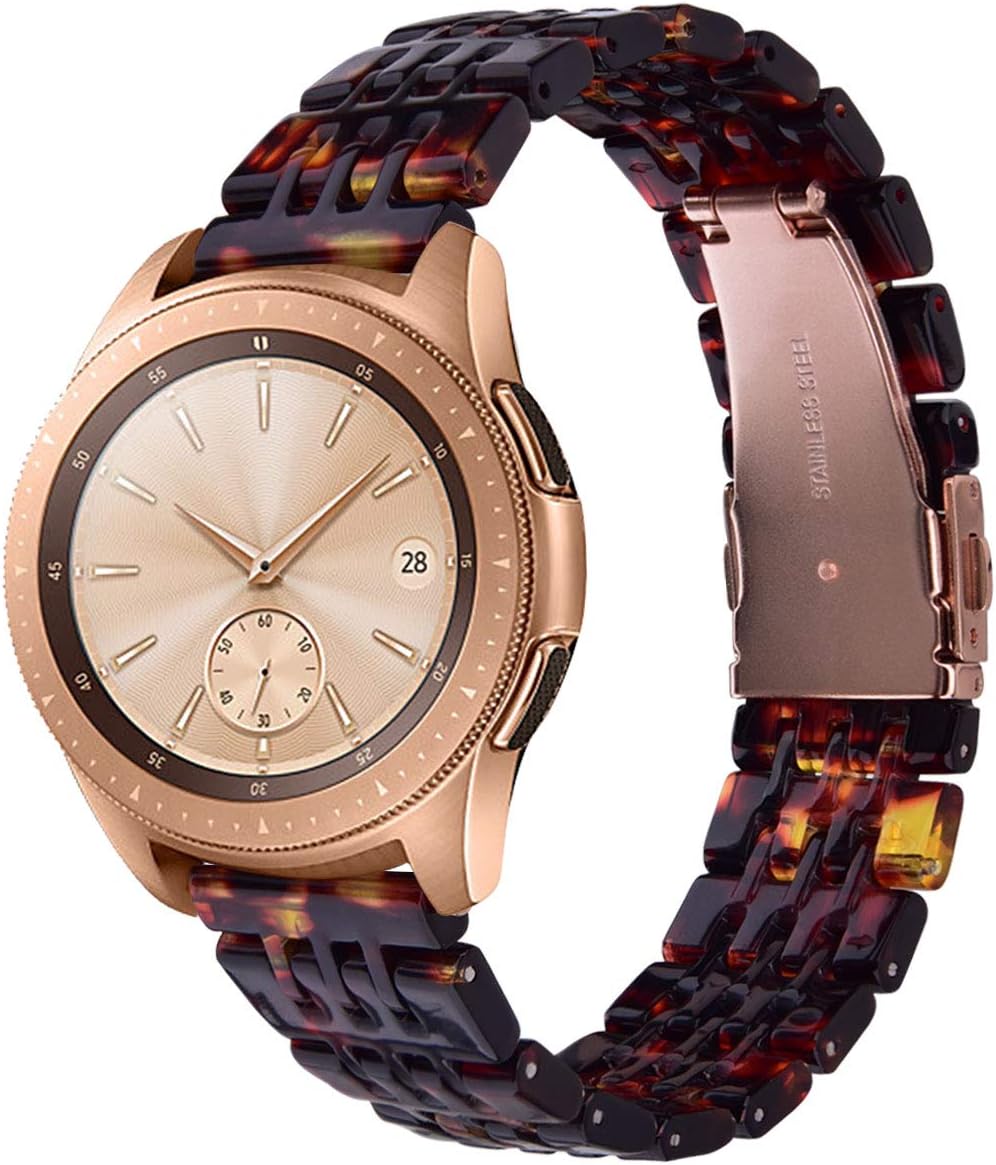 Amazon Com Cagos Compatible With Samsung Galaxy Watch 42mm Galaxy Watch Active 2 40mm 44mm Band Stylish Lightweight Resin Replacement Straps Wristband Bracelet For Ticwatch E Smartwatch Tortoise