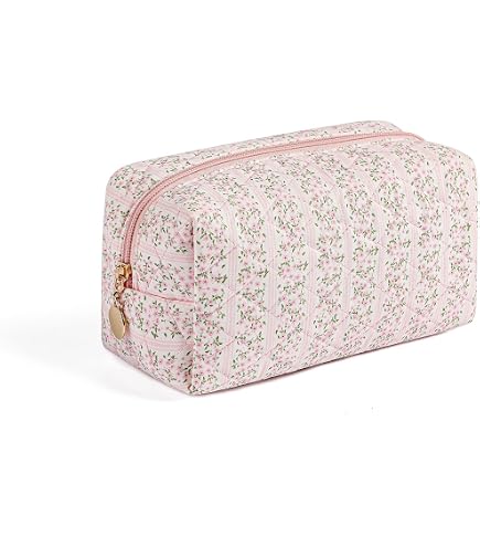 HHQQWZ Makeup Bag Travel Cosmetic Bag for Women Girls, Zipper Make Up Pouch, Floral Flowers Toiletry Organizer Makeup, Portable Storage Cosmetic Travel Cloth Bag (Pink) : Beauty & Personal Care