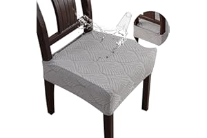 YUEANG Waterproof Stretch Seat Covers,Dining Room Chair for 4 Set Removable Washable Chair Slipcover Protectors,Rear Covers,Light Grey