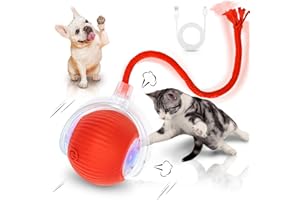 MAXTOOA Interactive Cat Toys for Indoor Cats Smart Automatic Ball Rolling for Bored Kitten Pet Upgraded Speedy Moving Chase Dogs Toy Red