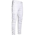 Men's Slim Fit Stretch Jeans Ripped Skinny Jeans for Men, Fashion Straight Leg Comfort Flex Waist Cargo Denim Pants