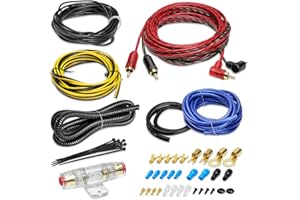4 Gauge AMP Wiring Kit, 4 AWG Amplifier Car Audio Install Kit, Car Subwoofer Cable, Connection for Subwoofer & Speaker, with 
