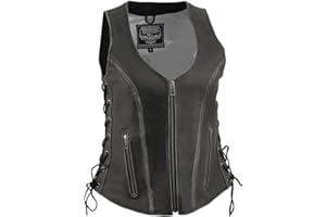 Milwaukee Leather Women's Premium Classic Leather Motorcycle Rider Vest w/Adjustable Side Laces