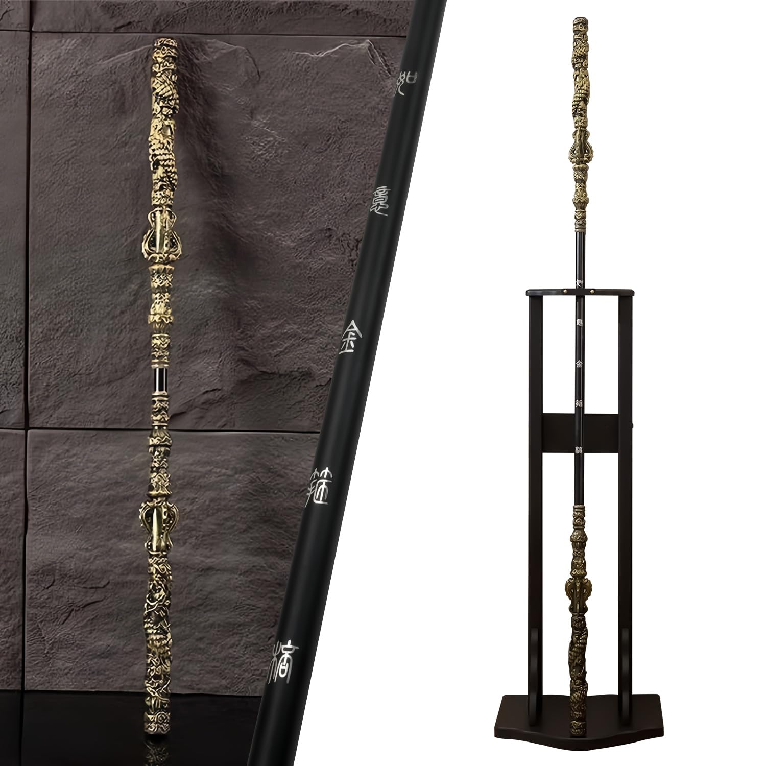 Photo 1 of 71 inch Long Black Myth Wukong Staff, Retractable, Length Lockable, PU Material(High Strength Soft Rubber) & Alloy, Ruyi Jingu Bang, 1:1 Restoration of Reality, Sun Wukong Staff, Collections for Fans