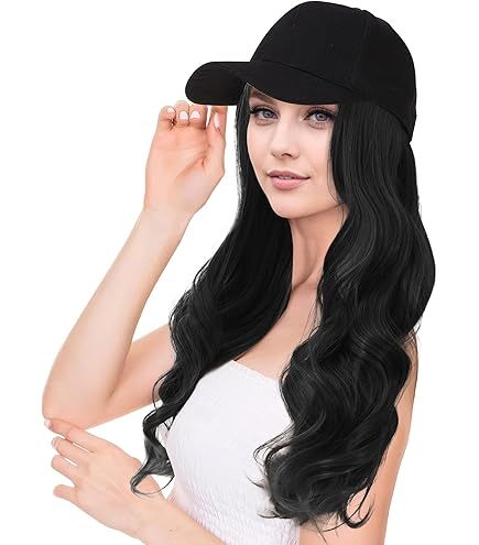 Amazon.com : Yunkang Hat Wig Baseball Cap With Long Wavy Ends