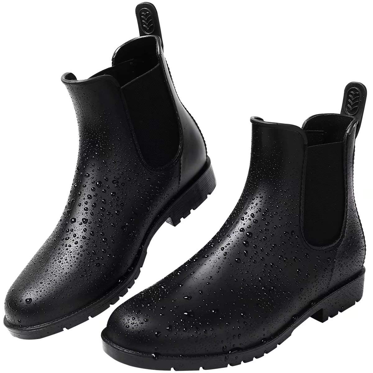 Yvmurain Women's Short Rain Boots Waterproof Anti Slip Rubber Ankle Chelsea  Booties