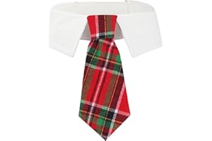 ADOGGYGO Christmas Dog Necktie Tuxedo, Red Plaid Pet Christmas Neck Tie Collar for Small Medium Large Dogs Pets (Medium)