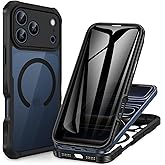 CENHUFO Magnetic Privacy for iPhone 17 Pro Case [Compatible with Magsafe] Full Body Phone Case Built-in 9H Tempered Glass Privacy Screen Protector, Camera Protection Shockproof Bumper Cover -Black