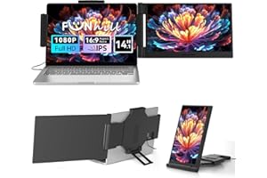 FUNHILL Laptop Screen Extender 14 inch Laptop Monitor Extender 1080P IPS, 280° Rotation Portable Monitor for Laptops 13-17.3" with USB-C DP/HDMI Port, Plug-Play Dual Screen for Windows/Mac/Chrome/Android