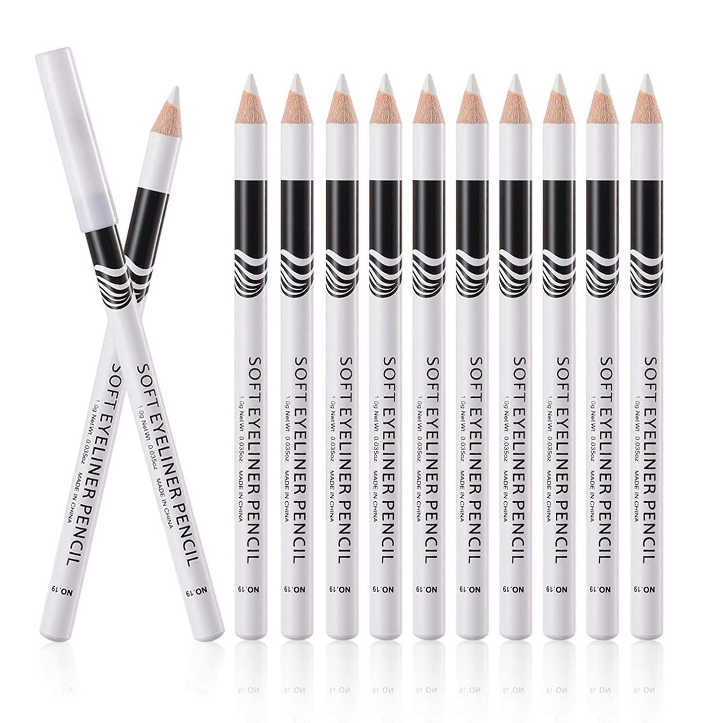 White Eyeliner Pencils, White Eye Pencils 12PCS Professional Highlighters Eyeliner Pens Eye Brightener, Eyeliners Makeup Waterproof Eyeshadows Makeup Tools, Easy to Color