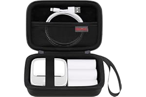 Elonbo Carrying Case for iDPRT Mini Printer, Label Maker Machine Travel Bag, Portable Sticker Thermal Label Printer Storage Holder, Mesh Pocket Fits Printer Paper Label Tape, Black