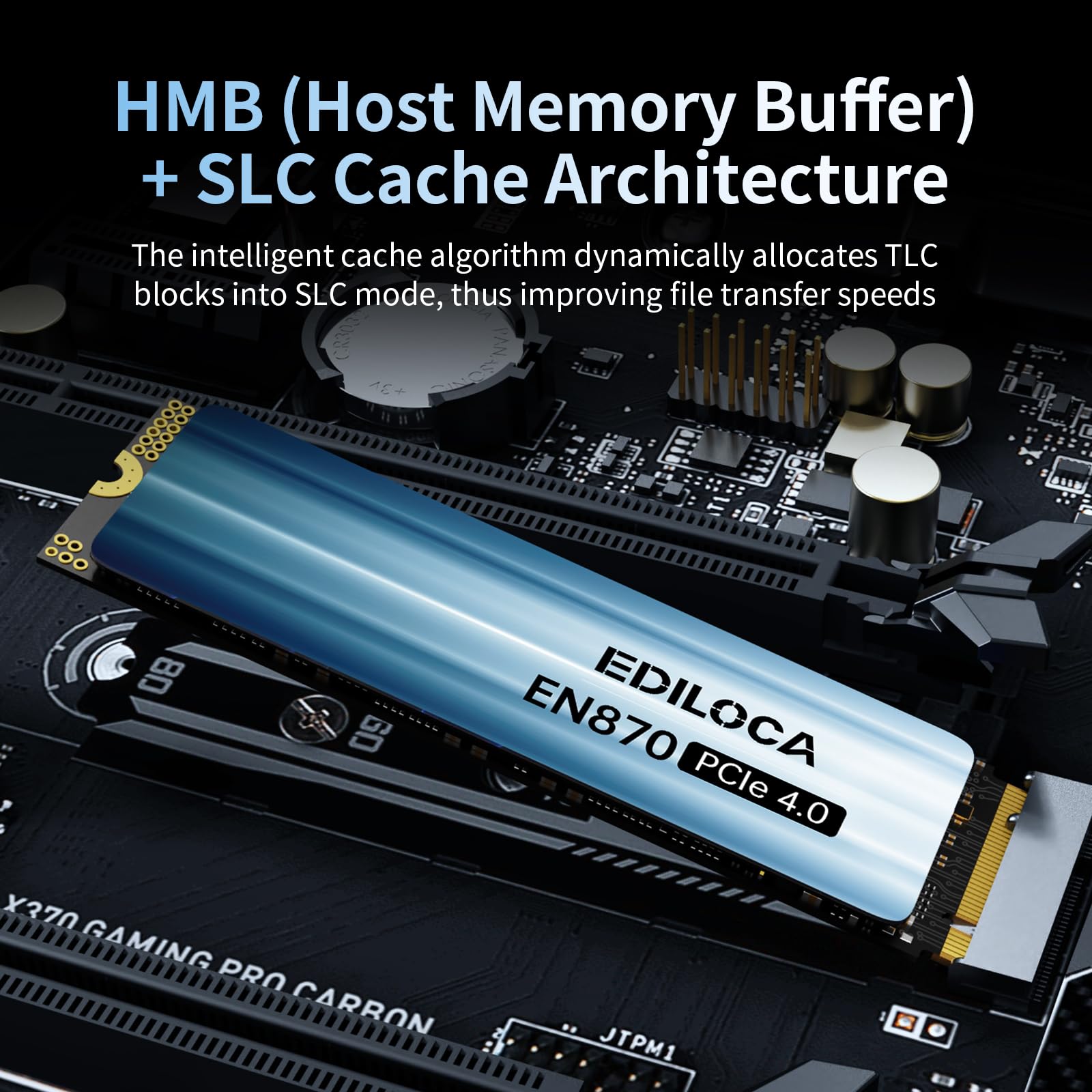 2TB SSD NVMe M.2 2280 PCIe Gen4 x4 Internal Solid State Drive - Up to 7400MB/s, 2TB SSD PS5 Dynamic SLC Cache, PS5 Compatible for Gaming PC Laptop(EN870)