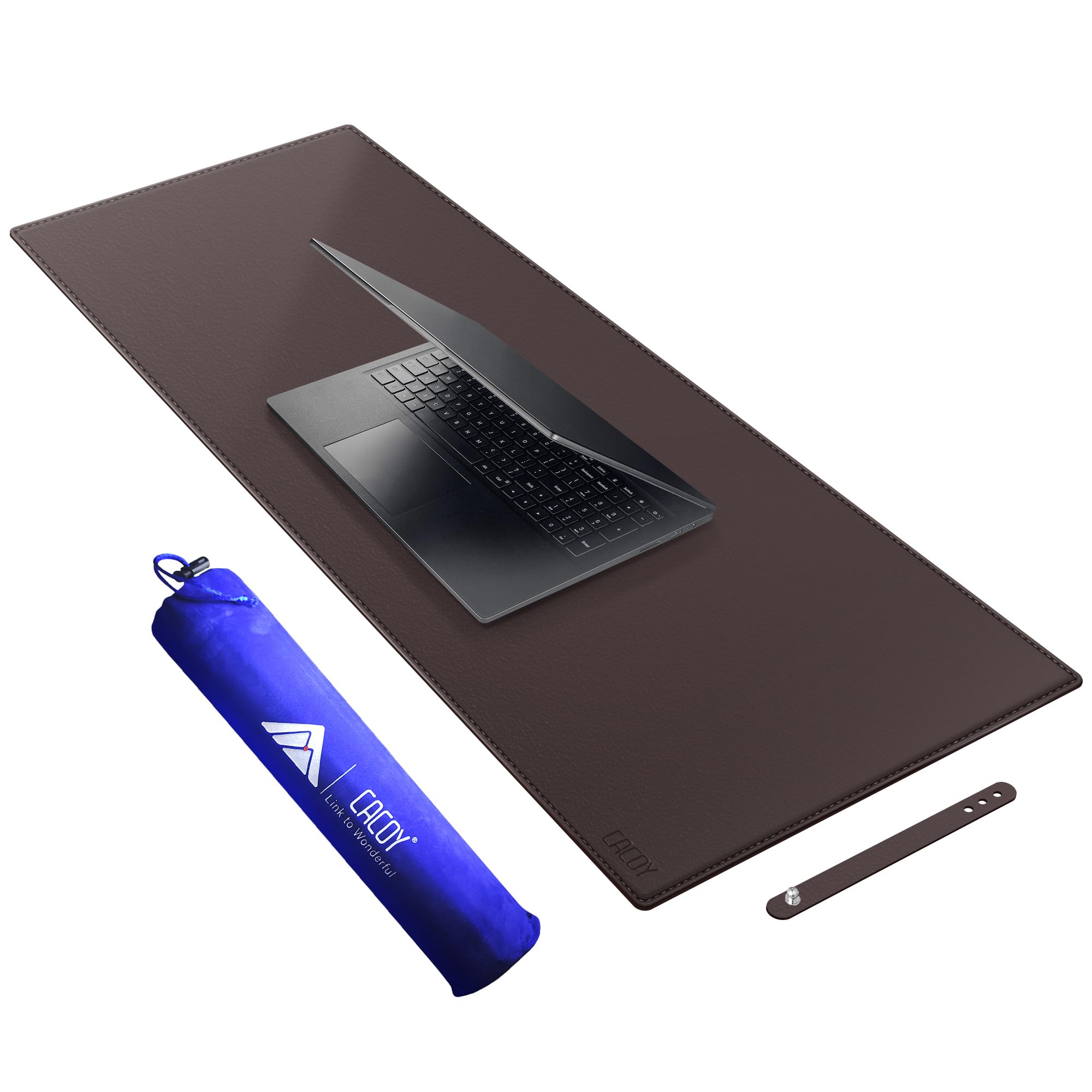 Cacoy 100x40 cm PU Leather Desk Pad, Large Gaming Mouse Pad for Desk, Oversized Waterproof Computer Desk Mat Protector for Office and Home Working, Dark Brown — image 1
