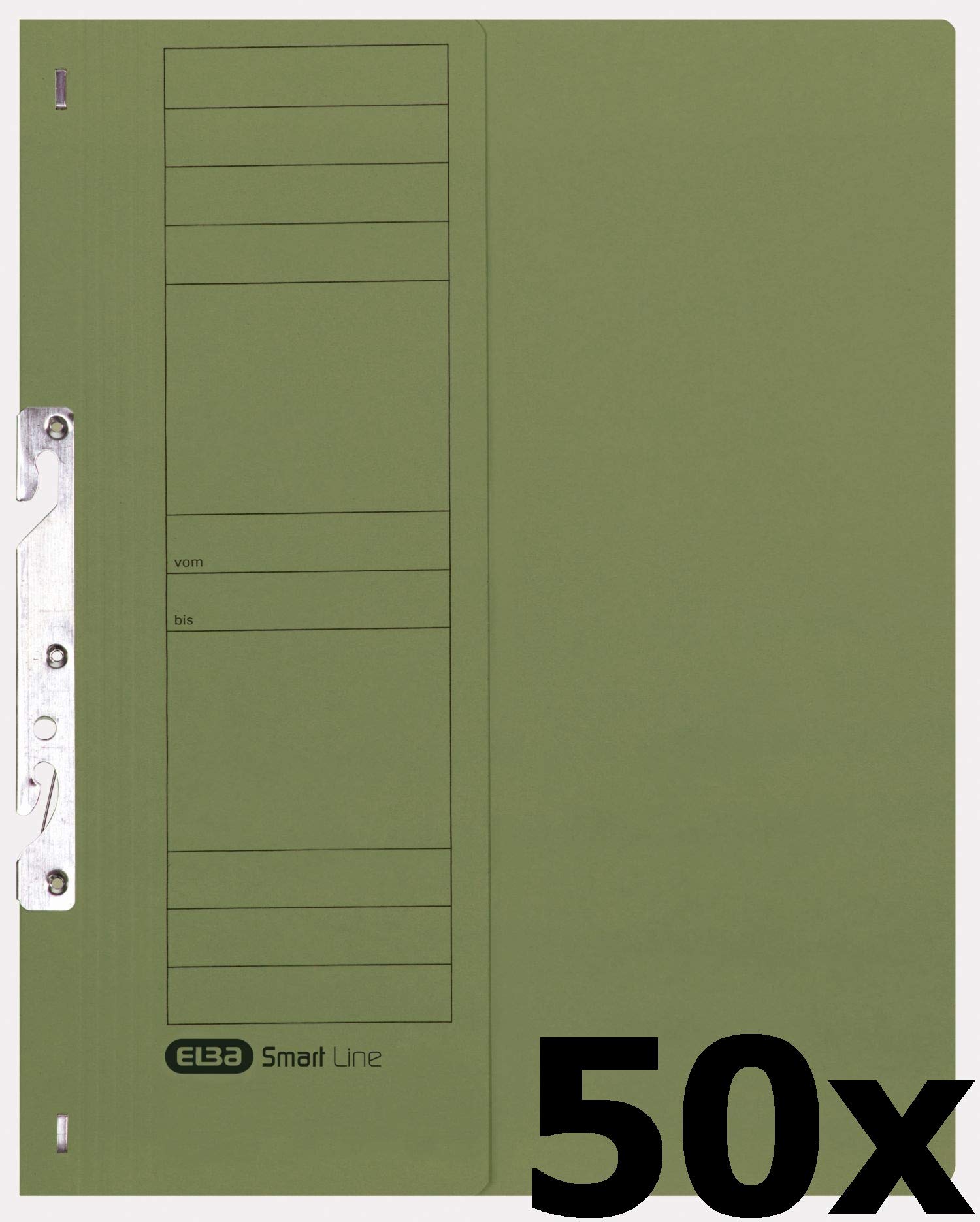 Elba Hook Folders A4 Cardboard 1/2 Front Cover Official Filing Green Pack of 50