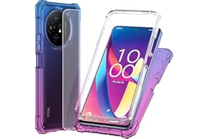 Ailiber for TCL 50 XL 5G Phone Case, TCL 50 XL Phone Case with Screen Protector, Shockproof Corners TPU Bumper, Dual Layer Silicone Cell Phone Case for TCL 50XL Nxtpaper-Blue Pink
