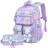 NSEQB Girls Backpack Set,Cute Kids School Backpack For Girls,Childrens Schoolbag For Elementary Primary