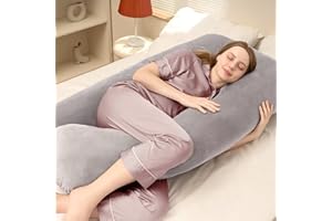 DOWNCOOL Pregnancy Pillow, U Shaped Body Pillow for Pregnancy, 55 Inch Grey Maternity Pillow with Removable Cover for Sleeping,Support for Back, HIPS, Legs, Belly