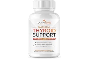 CogniTune Thyroid Support for Women and Men - Thyroid Supplement with Methylated B12, Iodine, Selenium, Ashwagandha, L-Tyrosine - Energy, Metabolism & Focus Support - 60 Capsules