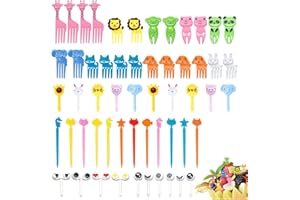76 Pcs Animal Food Picks for Kids Lunches, Reusable Plastic Fruit Forks Cute Cartoon Fruit Picks Toothpicks Decor for Kids Pa
