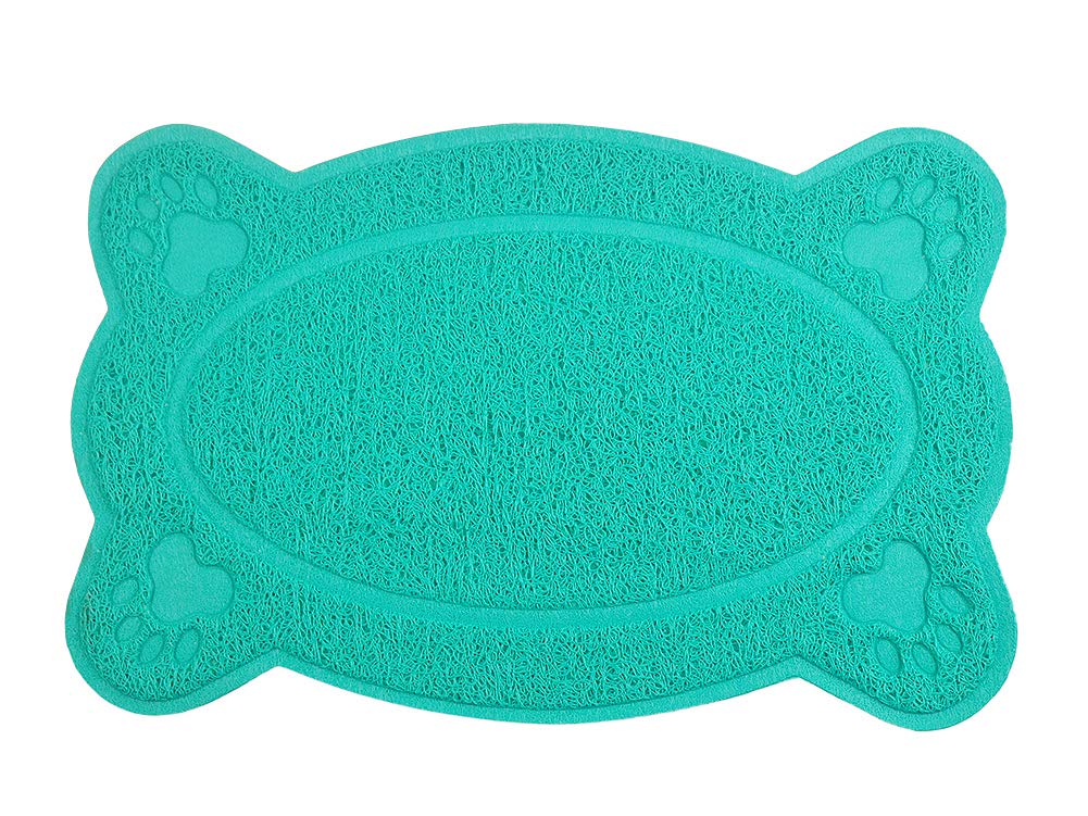 DM Cat Litter Box Debris Catcher Mat,Kitty Scatter Control Rug,40x26 cm,5 Colours Available (Turquoise)