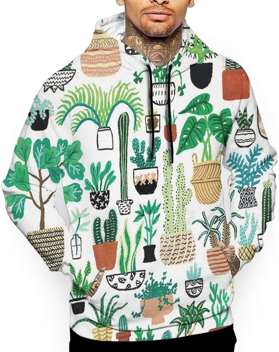 Amazon.com: Tnbr51@ Men's Sweatshirts Soft Potted Plants Polyester Long Sleeve Pullover Hooded 