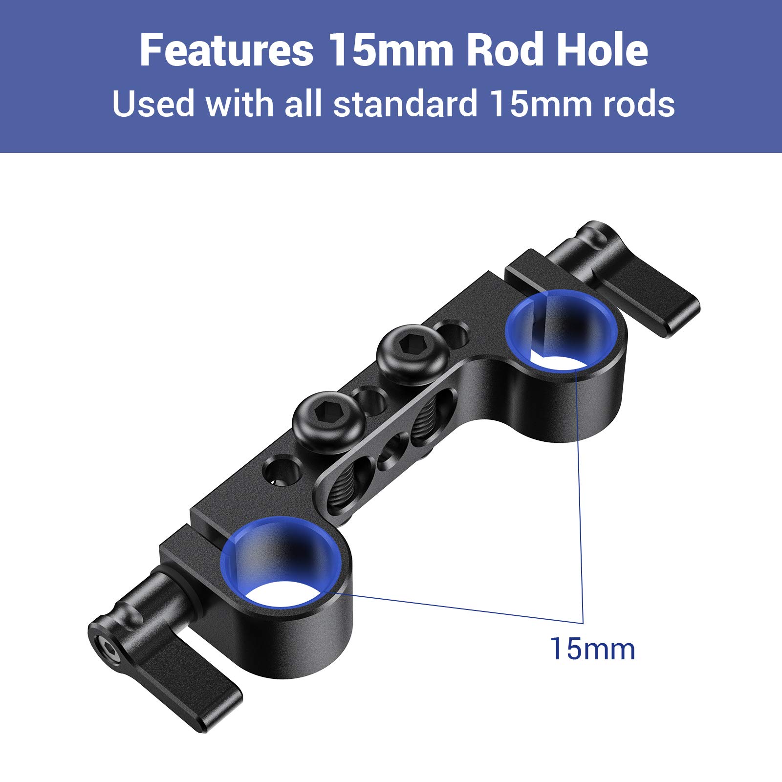 SMALLRIG Super Lightweight 15mm Railblock, Rod Clamp with 1/4