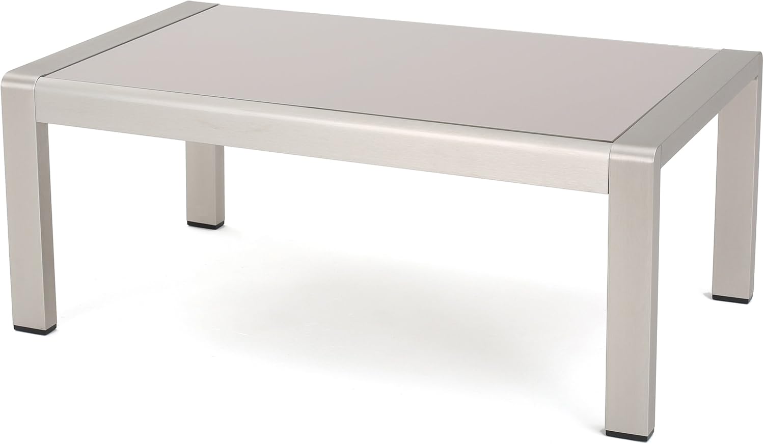 Christopher Knight Home Cape Coral Outdoor Aluminum Coffee Table with Glass Top, Silver : Garden & Outdoor