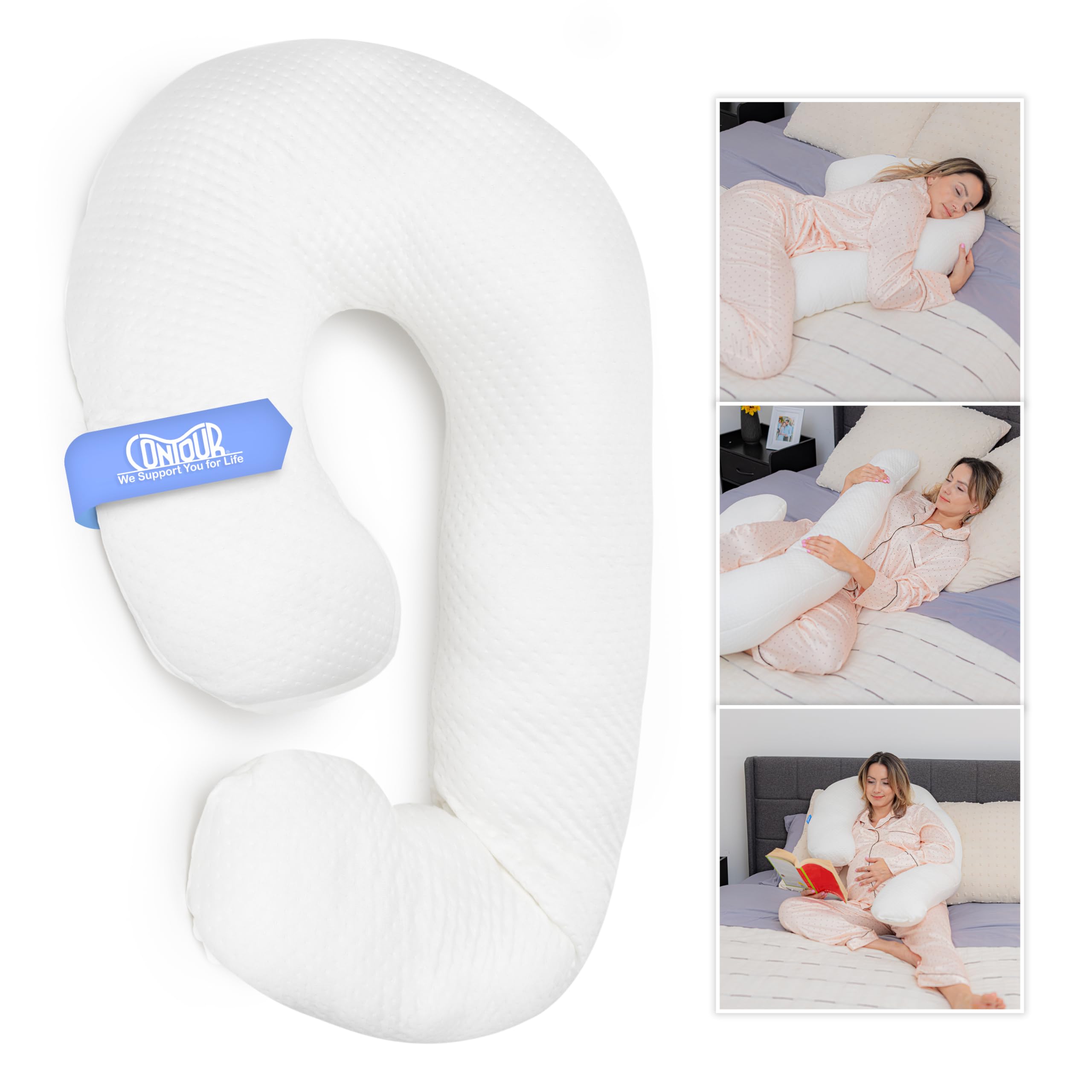 Contour Swan Original Body Pillow | Cozy, Huggable Pillow for Back, Hip, Knee, and Leg Relief | Total Comfort and Support for Side Sleepers | As Seen on TV
