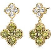 LOLAR RAY Gold Dangle Earrings for Women Trendy - 14k gold plated Birthstone Four Leaf Clover Stud clover earrings for women Trendy - Hypoallergenic Birthstone Jewelry Lucky Birthday Gift
