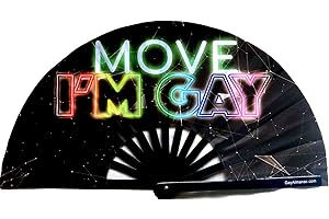 PANDATAK Gay Pride Large Folding Fans, Bamboo Fan 13" with UV Reactive Ink, for LGBTQ Circuit Parties and Raves … (Move I'm Gay)