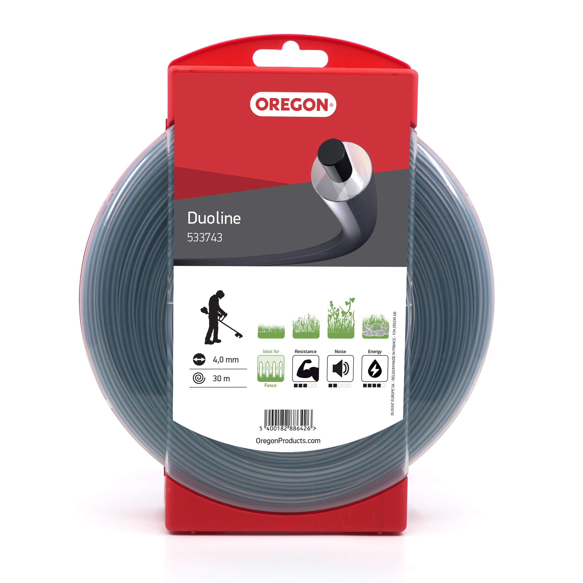 Oregon Round 4mm Strimmer Line, Durable Dual Material Line, Tackles Grass, Weeds & Thick Vegetation, Professional Heavy Duty Strimmer Wire, Fits Most Standard Models, 4.0 mm x 30 m (533743)