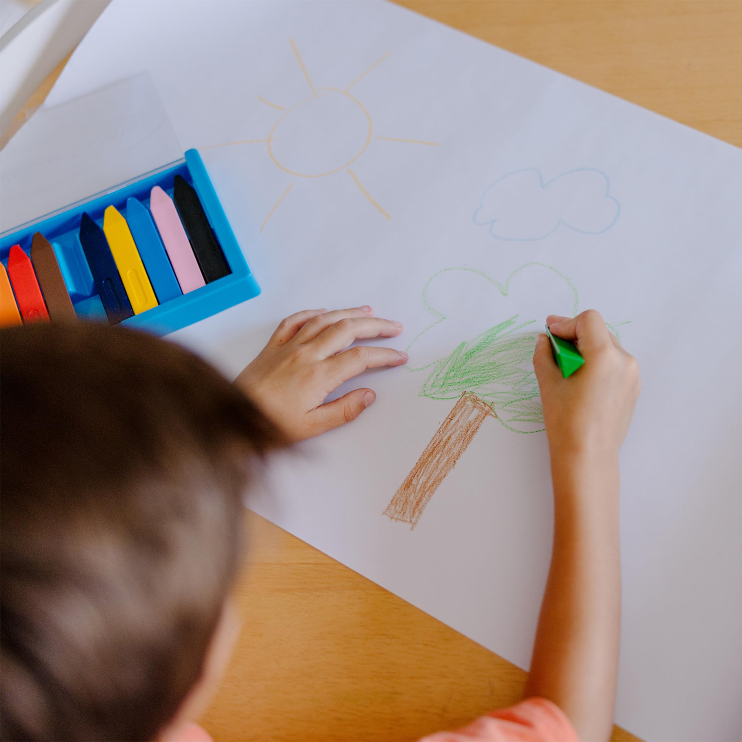 Melissa & Doug Jumbo Triangular Crayons - 10-Pack, Non-Roll, Flip-Top Case