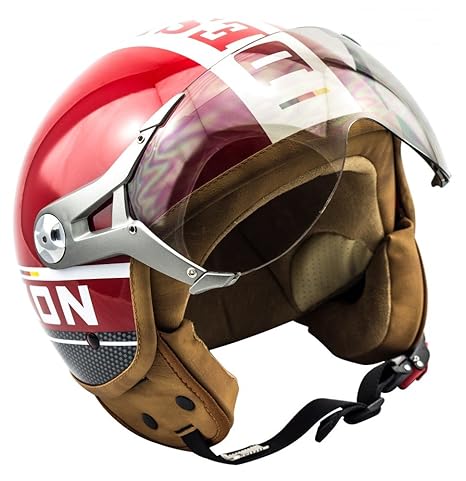 SOXON SP-325-PLUS Red · Pilot Mofa Scooter-Helm Retro Bobber Chopper Helmet Biker Roller-Helm Jet-Helm Vespa-Helm Motorrad-He